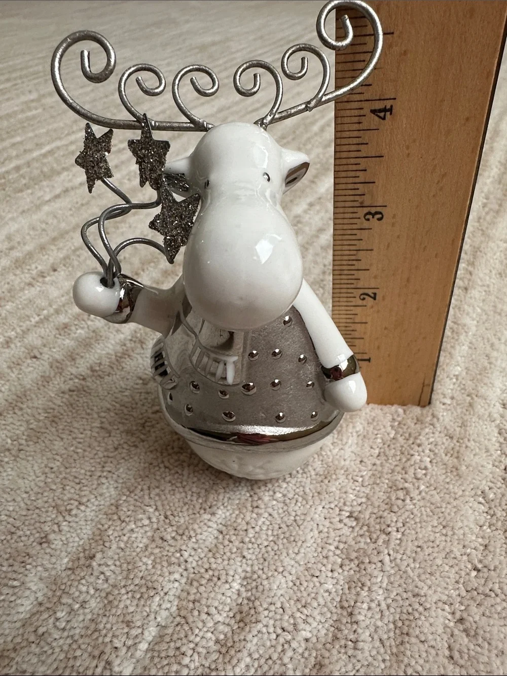 Pier 1 Imports Moose Figurine Silver White Ceramic Figurine 4.5